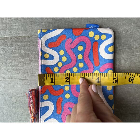 Bright Blue Colorful Tassel Makeup Bag Travel Case Wallet Clutch Zip Organize - Picture 5 of 6